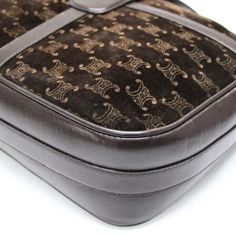 CELINE Vintage Shoulder Bag Triomphe Suede Brown #75266