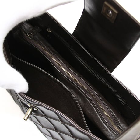 CHANEL Kelly Waffle Bag Quilted Leather Brown #75771