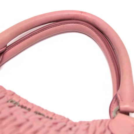 Miu Miu Matelasse Satchel Bag with Bijou Chain Nappa Leather Pink #75586