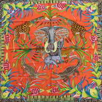 HERMES Carre 90 Silk 100% Scarf Stole "La Marche du Zambeze" #76516