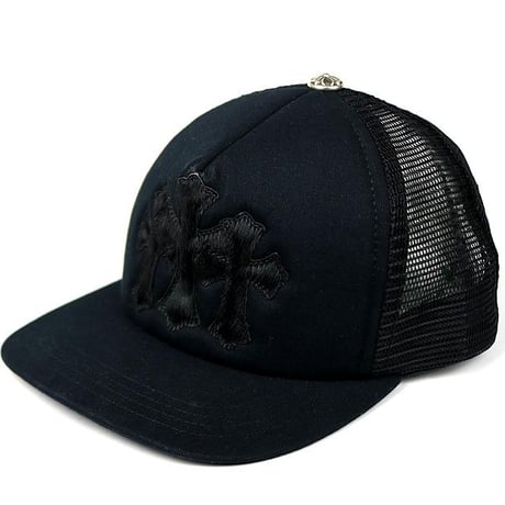 Chrome Hearts 3 Cemetery Cross Calf Hair Patch Tracker Cap #104733