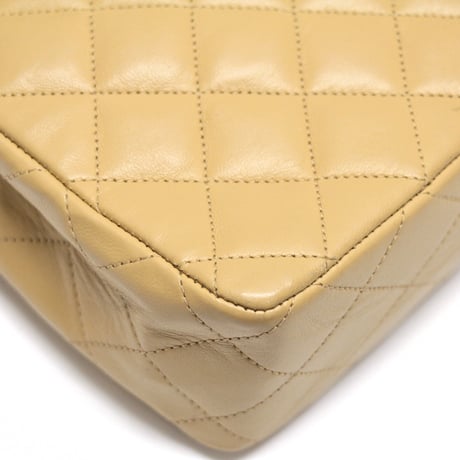 CHANEL Envelope Flap Bag Quilted Lambskin Bicolor Beige Black ＃75664
