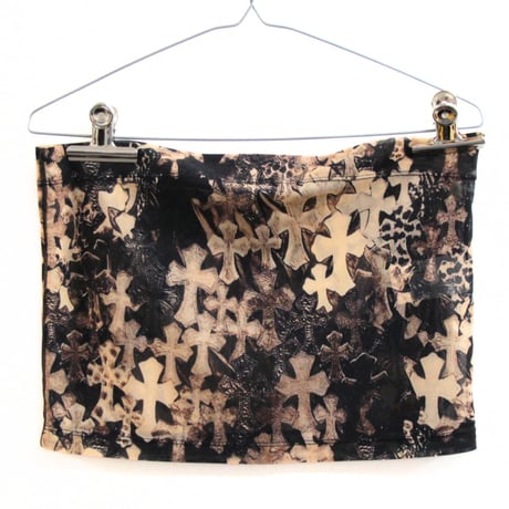 Chrome Hearts Brand-New All-Over Cemetery Cross Print Mini Skirt #31881