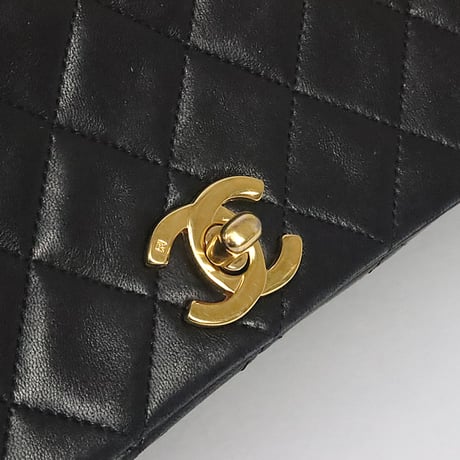 CHANEL Medium Full Flap Bag Quilted Lambskin Black #19562