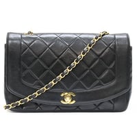 CHANEL Diana 25 Medium Flap Bag Quilted Lambskin Black ＃75618