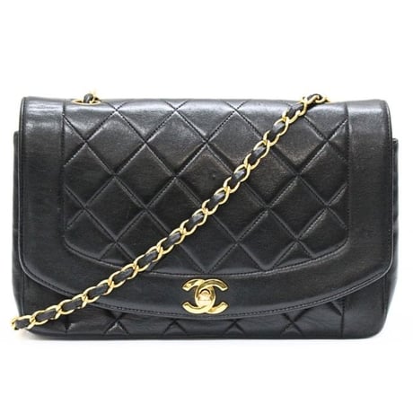 CHANEL Diana 25 Medium Flap Bag Quilted Lambskin Black ＃75618