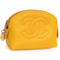 CHANEL CC Logo Mini Pouch Caviar Yellow ＃76464