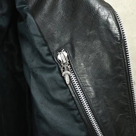 CHROME HEARTS Basic Moto Riders Jacket DSMG Exclusive Horse Leather Black  ＃31584