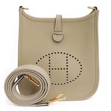 HERMES Evelyne TPM Shoulder Bag Taurillon Clemence Leather Craie #19918