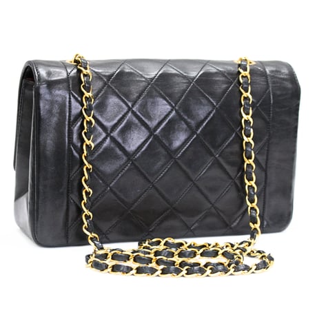 CHANEL Diana 25 Medium Flap Bag Quilted Lambskin Black ＃75624