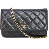 CHANEL Wallet on Chain Bag Quilted Caviar Black #20125