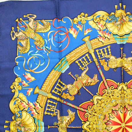 HERMES Carre 90 Silk 100% Scarf Stole "Luna Park" #76751