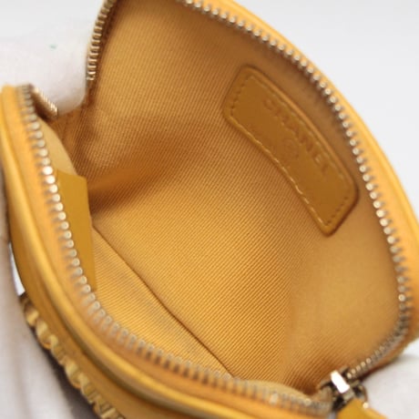 CHANEL 19 Coin & Card Holder Quilted Lambskin Yellow #76816