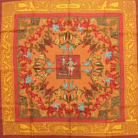 HERMES Carre 90 Silk 100% Scarf Stole "EARLY AMERICA" #76524