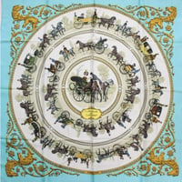 HERMES Carre 90 Silk 100% Scarf Stole "La Promenade de Longchamps" #76757