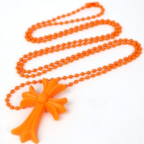 Chrome Hearts Silicone Rubber Small CH Cross Necklace Orange #31416
