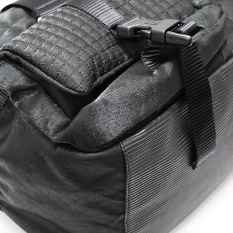 CHANEL Sports Line Chocolate Bar Boston Bag Quilted Nylon Black #76560