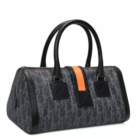 Christian Dior Flight Line Handbag Trotter Canvas Gray Black #76644