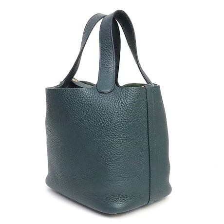 HERMES Picotin Lock PM Handbag Taurillon Clemence Vert Cypres #19555