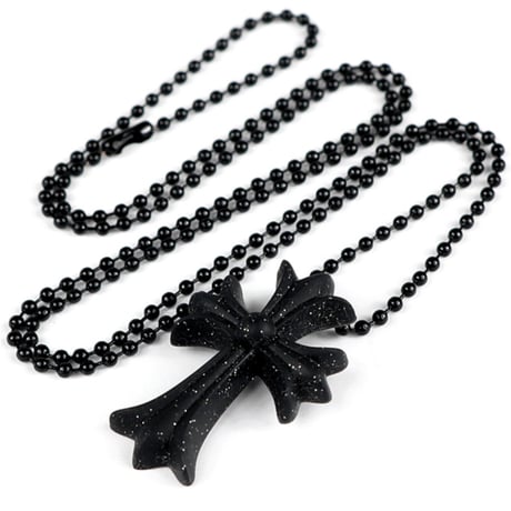 Chrome Hearts Brand-New Silicone Rubber Small CH Cross Necklace Black #31657