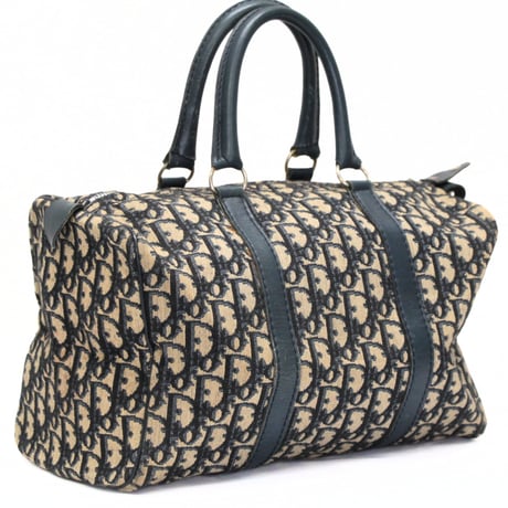 Christian Dior Boston Bag Oblique Canvas Navy #75551
