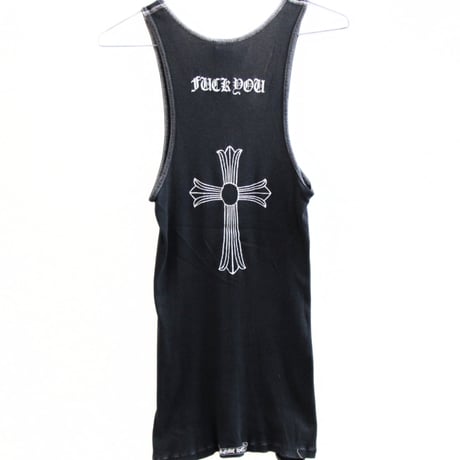 Chrome Hearts Vintage "FUCK YOU" Large Cross Print Tank Top #31853