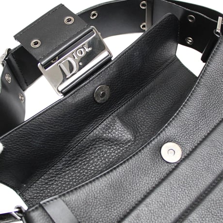Christian Dior Street Chic Columbus Shoulder Bag Leather Black ＃76387