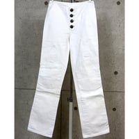 Chrome Hearts Old Women's Fleur Knee Cross Ball Button Fly Denim Pants White #103944