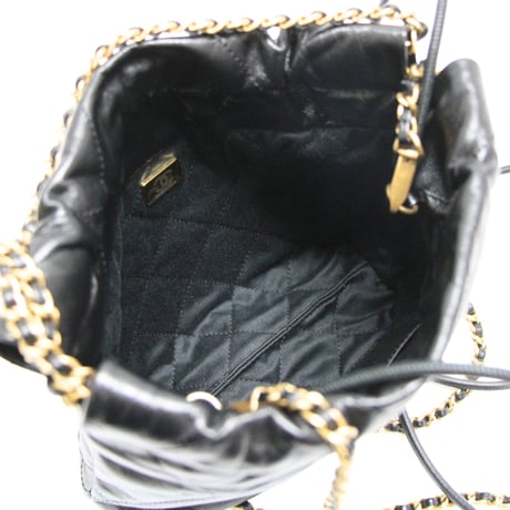 CHANEL 22 Mini Handbag Shiny Calfskin Black #76785
