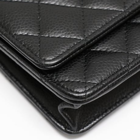 CHANEL Wallet on Chain Bag Turnlock Hardware Quilted Caviar Black #76328