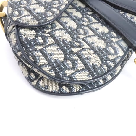 Christian Dior Small Saddle Bag Dior Oblique Canvas Navy ＃19840