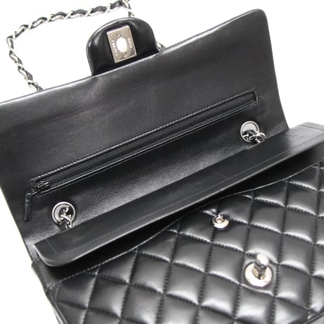CHANEL Classic 25 Medium Double Flap Bag Quilted Lambskin Black #76590