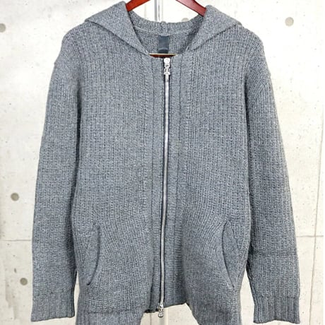 Chrome Hearts Cashmere Large Cross Patch Knit Zip Hoodie Gray＃104904