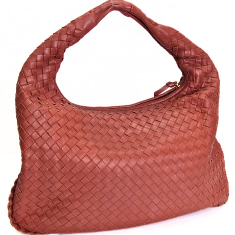 BOTTEGA VENETA Hobo Bag Intrecciato Leather Red Brown #75591