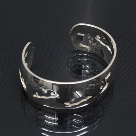 HERMES Rabbit Motif Bangle Bracelet Sterling Silver 925 #19806