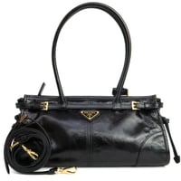PRADA Medium Bonnie Handbag Leather Black 1BA426 #19809