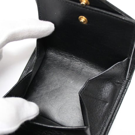 SAINT LAURENT PARIS Cassandra Mini Trifold Wallet Quilted Leather Black #76447
