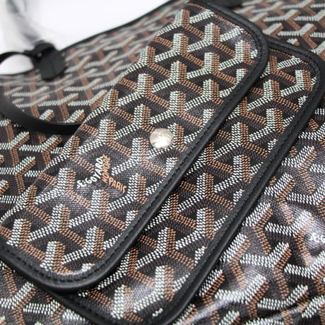 Goyard Brand New Saint Louis PM Tote Bag PVC & Leather Black #31973