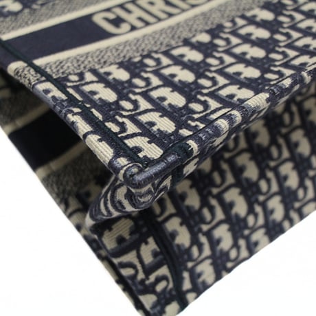 Christian Dior Medium Book Tote Bag Oblique Canvas Navy #76045