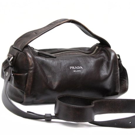 PRADA Runway Shoulder Bag Nappa Leather Dark Brown #76183