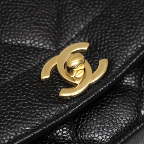 CHANEL Diana 25 Medium Flap Bag Quilted Caviar Black ＃75296