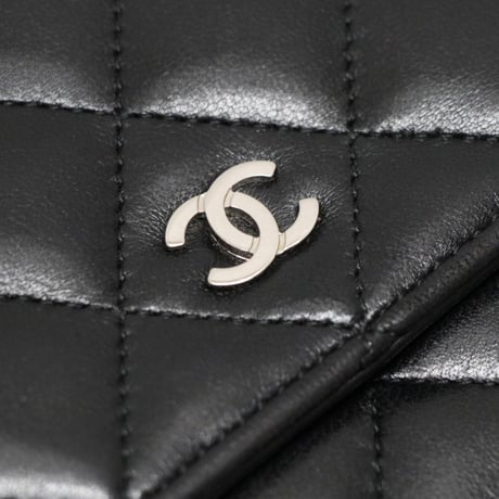CHANEL Wallet on Chain Bag Quilted Lambskin Black #76288
