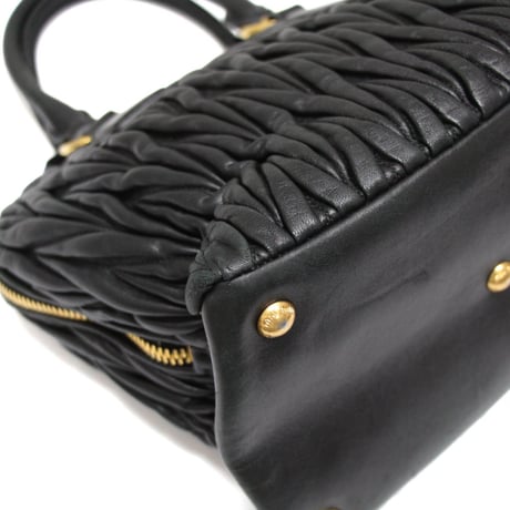 Miu Miu Matelasse Handbag Leather Black #75852