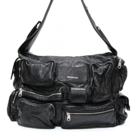BALENCIAGA Large Superbusy Sling Bag Leather Black #76780