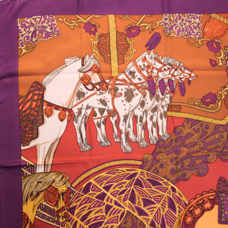 HERMES Carre 90 Silk 100% Scarf Stole "ART des STEPPES" #76519