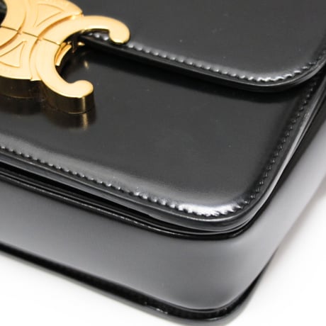 CELINE Teen Triomphe Shoulder Bag Calf Leather Black #76208