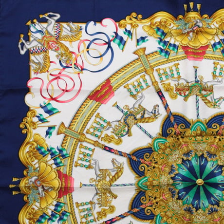 HERMES Carre 90 Silk 100% Scarf Stole "Luna Park" #74498
