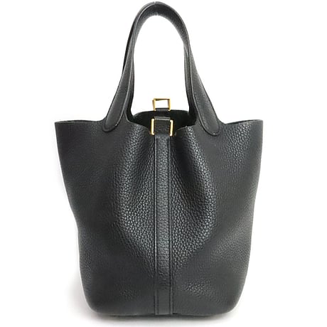 HERMES Picotin Lock PM Handbag Taurillon Clemence Leather Black #19815