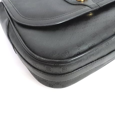 GUCCI Sherry Line Flap Shoulder Bag Micro GG Canvas Leather Black #19823
