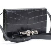 Alexander McQueen 4-Ring Skull Knuckle Shoulder Bag Leather Black #32105